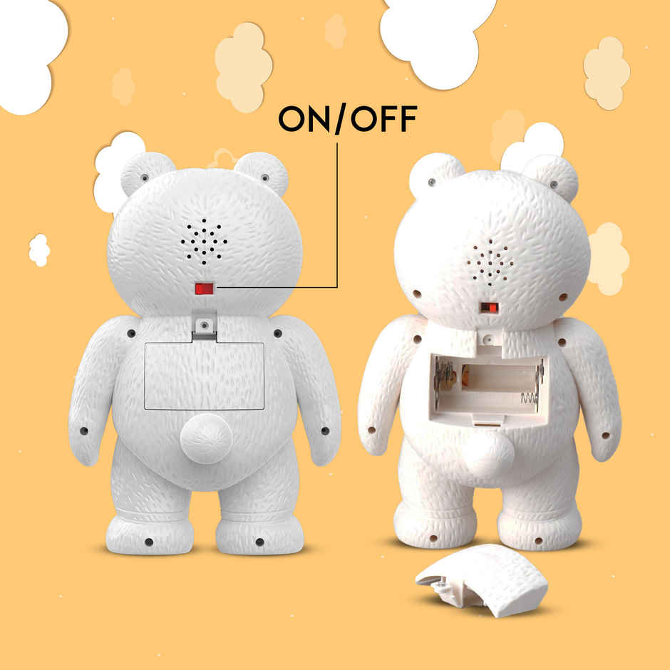 SEEDO Touch Control Educational Battery Powered, Plastic Learning Toy - Brainy Bear | White