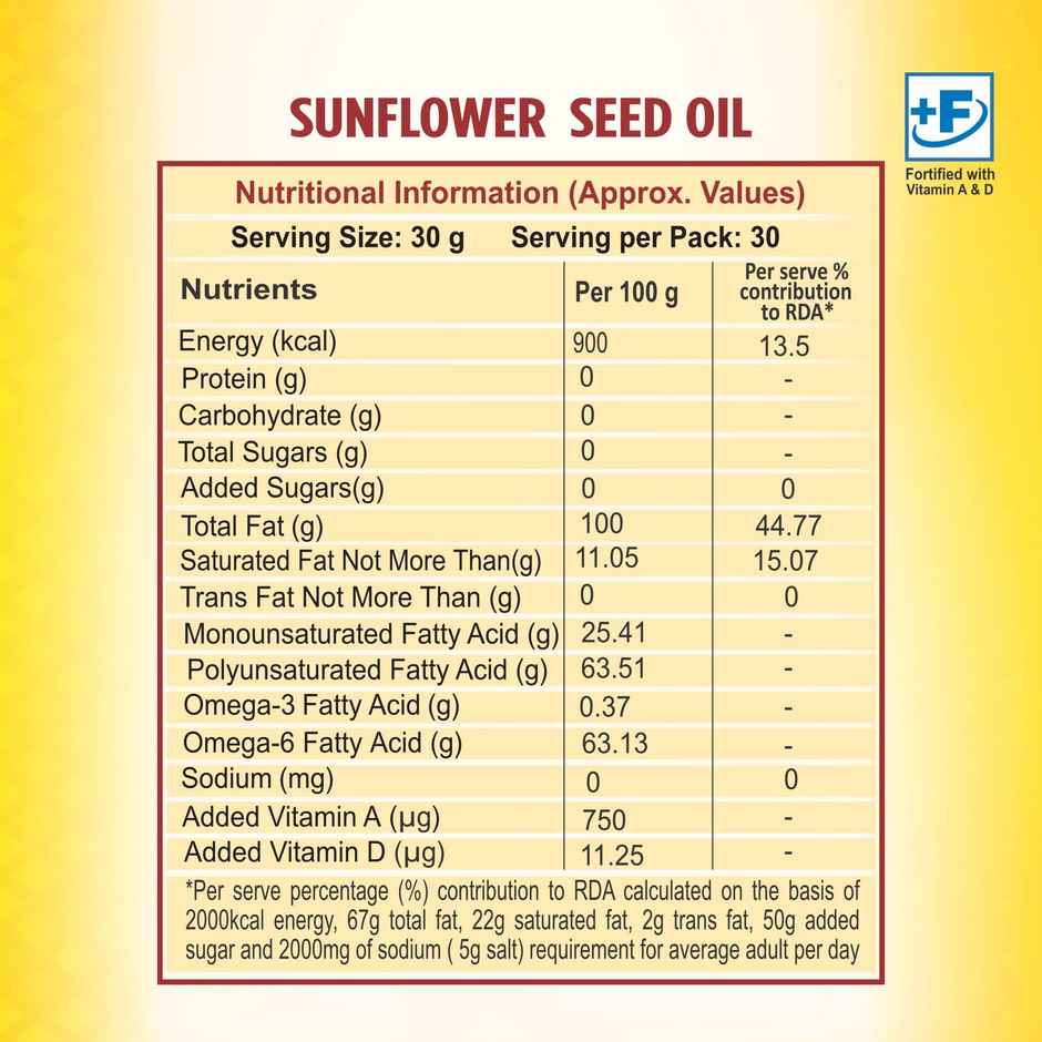Patanjali Fortified Sunflower Oil - Rich in Antioxidants Refined Oil