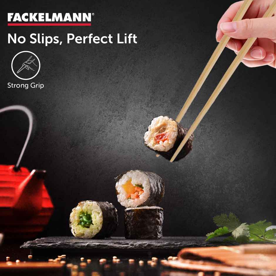 Fackelmann Bamboo Chopsticks | 22.5 Cm | Bag Of 10 Chopsticks | Reusable Easily Washable & Hygienic