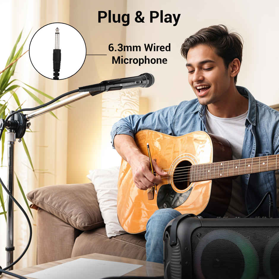 Zebronics MP100 Wired Microphone | 6.3 mm Jack | High Sensitivity Cardioid | 2.9 m Cable