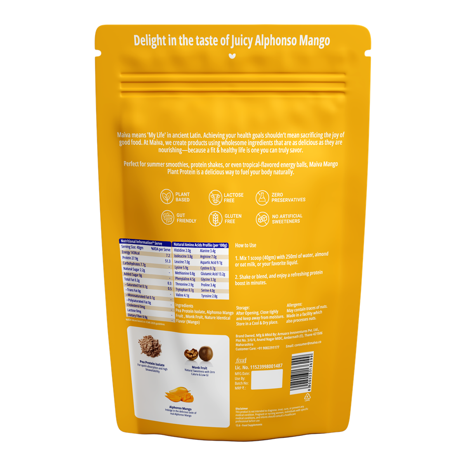 Maiva Pro Plant Protein Powder - Alphonso Mango