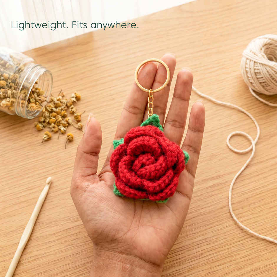 Kyari Handmade Crochet Rose Keychain