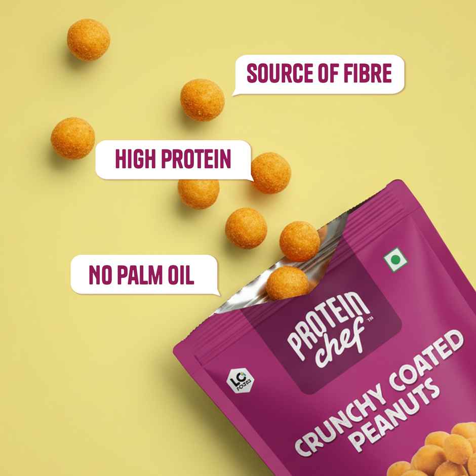 Protein Chef Baked Coated Peanuts | No Palm Oil Masala Roasted 20g Protein Healthy Snacks