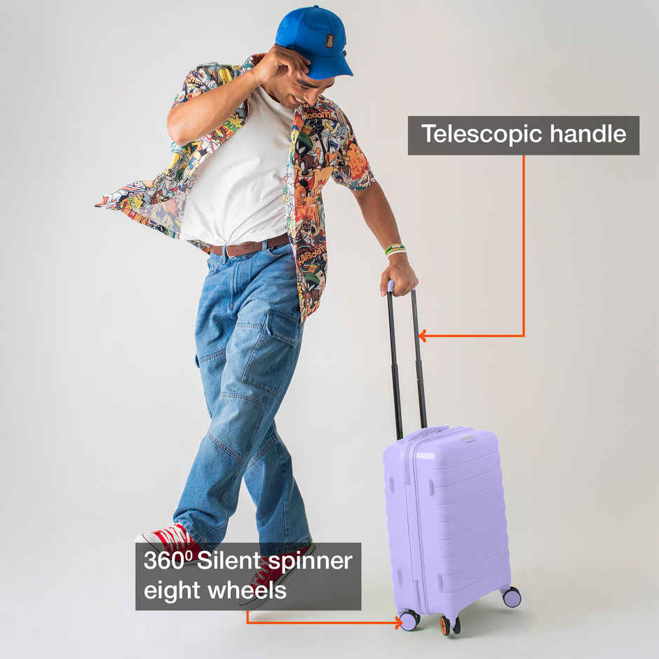 Nasher Miles Vienna Cabin Hard Sided Polypropylene 20 Inch|55 cm Trolley Bag - Purple