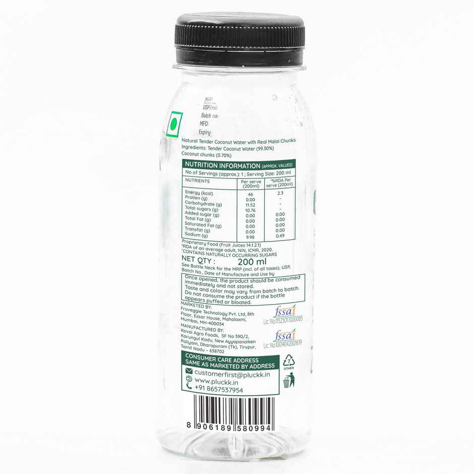 Pluckk Natural Tender Coconut Water With Malai Chunks | No Preservatives | No Added Sugar