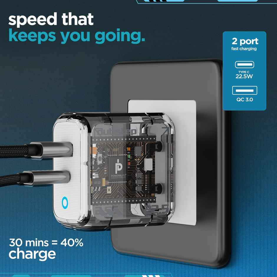 Dubstep Sprint 22.5W Superfast Wall Charger | Adaptor Only | White
