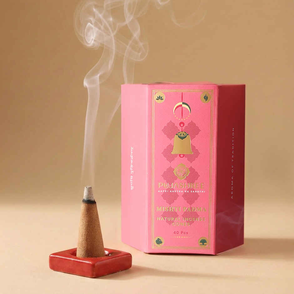 Pujashree Natural Incense Cones Mishti Padma | 2 inches