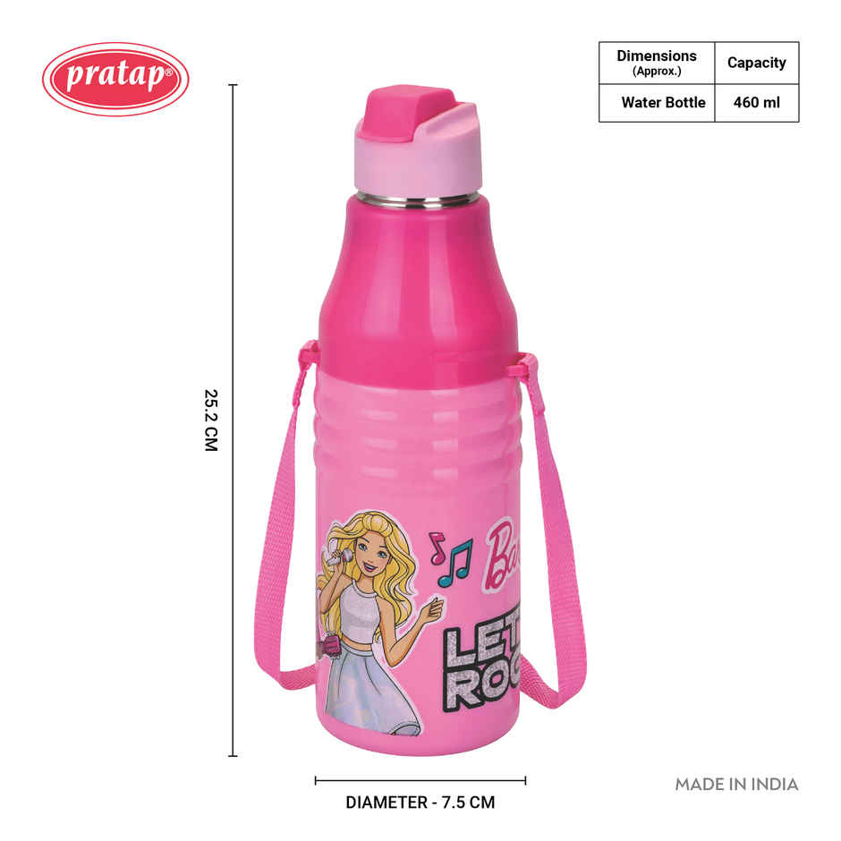 Barbie Kids Stainless Steel Insulated Water Bottle with Straw | Leak Proof, BPA Free