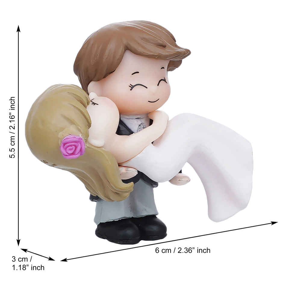 eCraftIndia Polyresin Handcrafted Bride Kissing Groom Romantic Couple Statue Decorative Showpiece