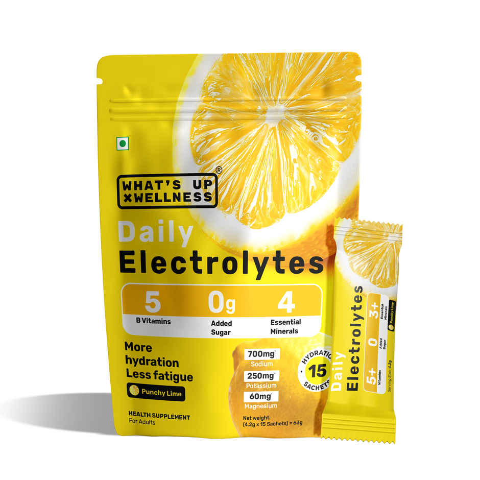 What's Up Wellness Daily Electrolytes For Everyday Hydration Punchy Lime Flavour