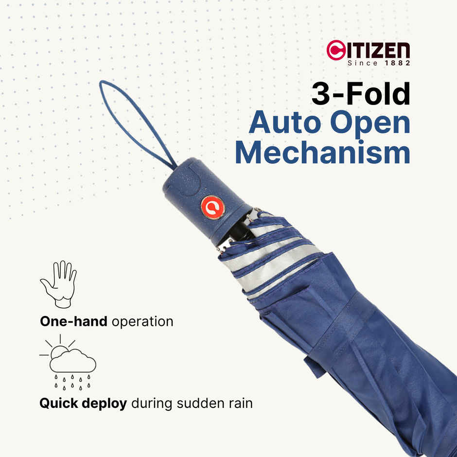 Citizen Mono Silver Umbrella | Royal Blue | 22 Inch | 3 Folds