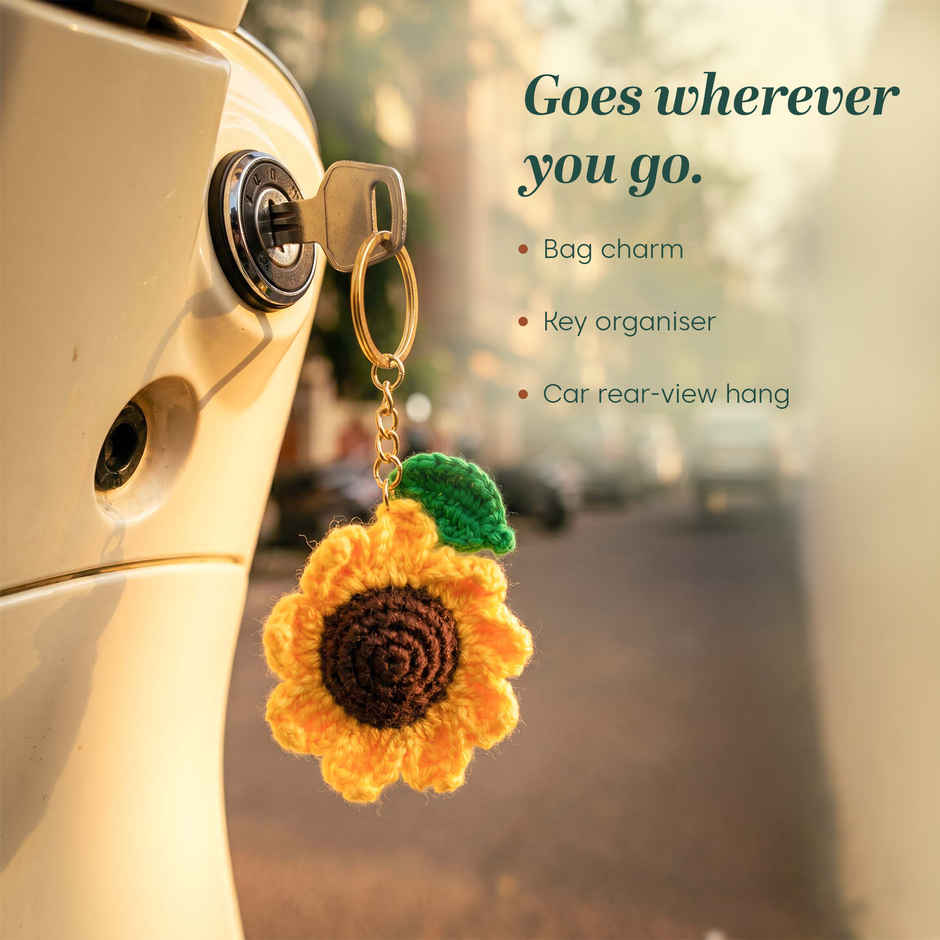 Kyari Handmade Crochet Sunflower Keychain