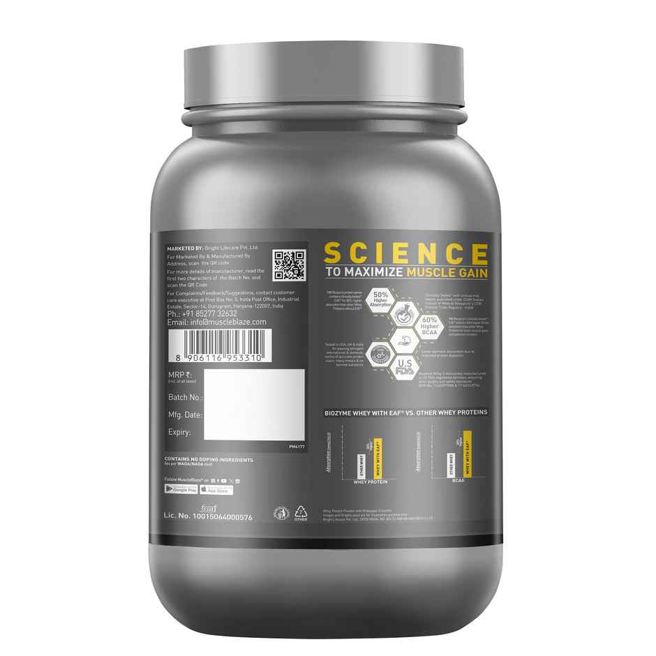 MuscleBlaze Biozyme Performance Whey Protein Powder (Rich Chocolate)