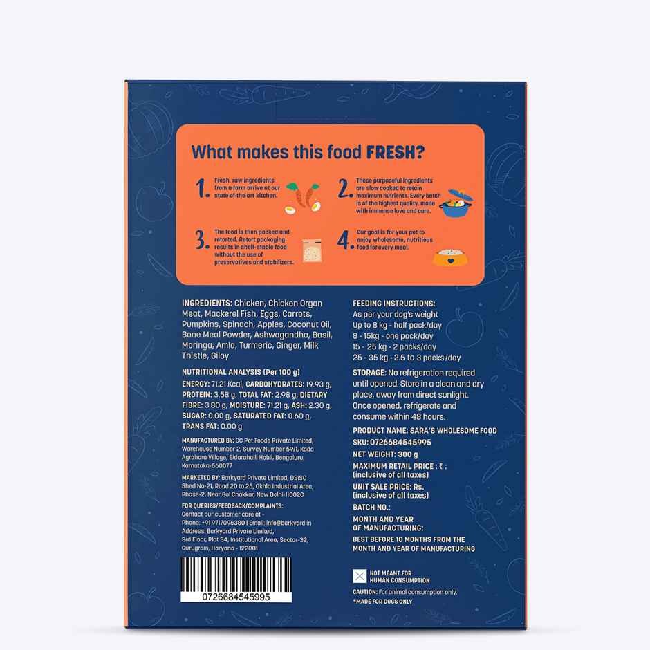 HUFT Sara's Wholesome Grain Free Chicken & Veggies Dog Food