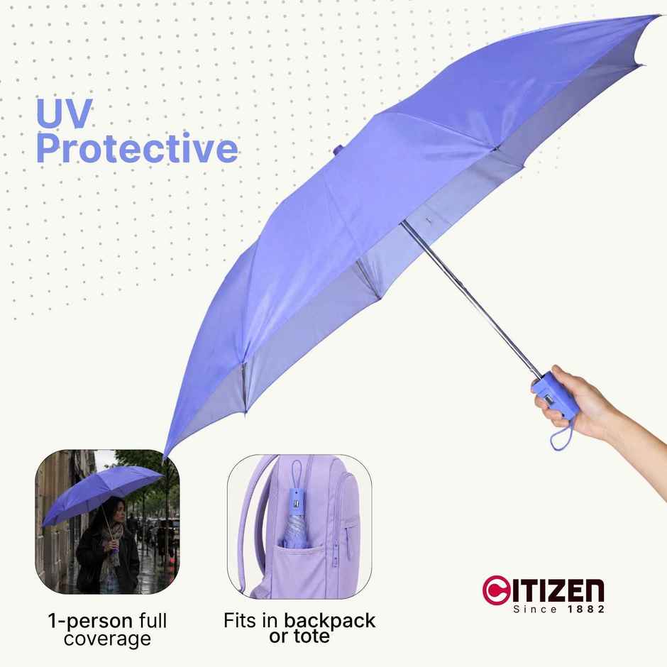 Citizen 2 Fold 21 Inch Purple Mono Silver Umbrella