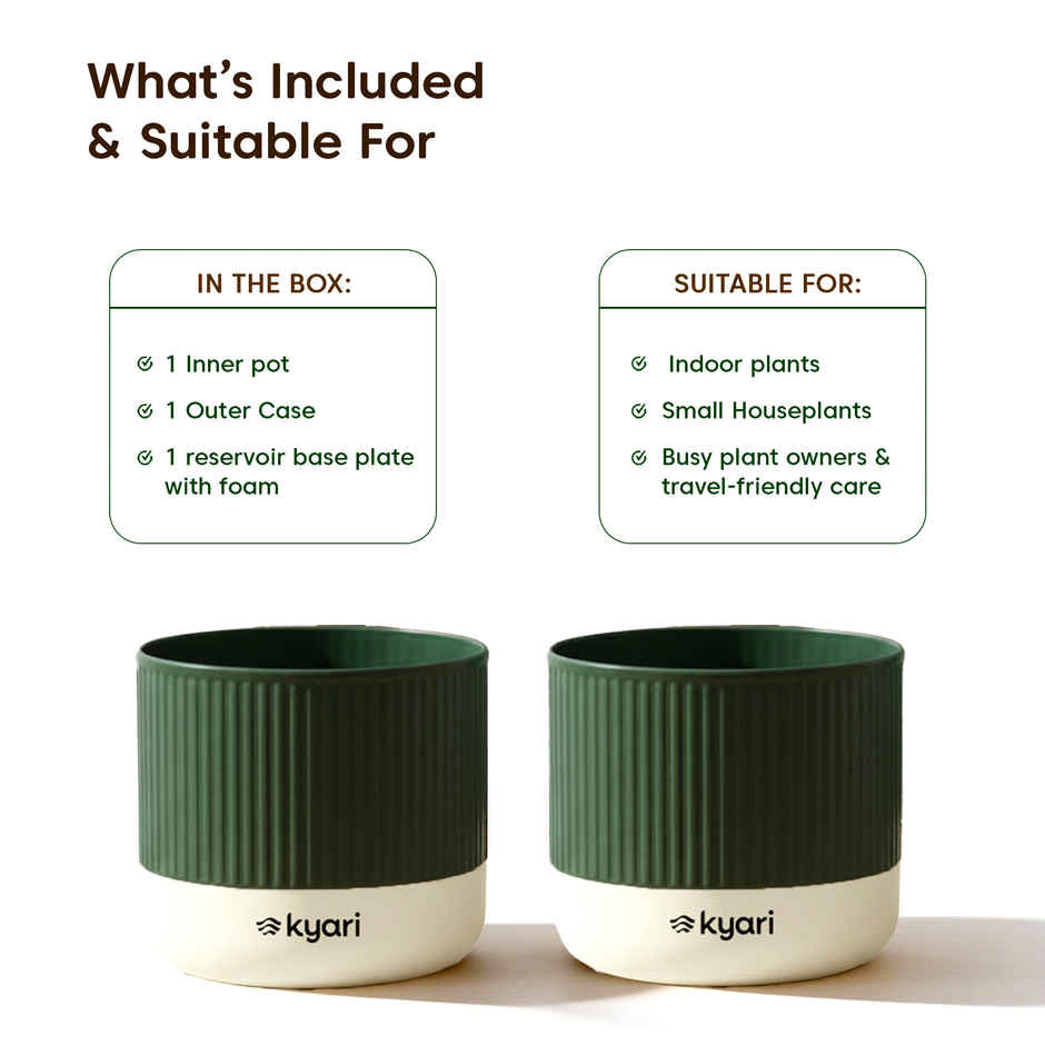Kyari Self Watering Green Mylo Pot | Indoor Plant Pot