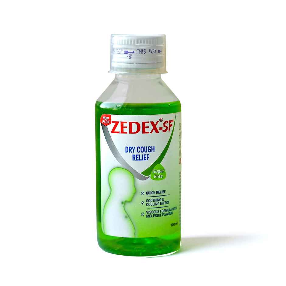 Zedex-SF Mixed Fruit Flavour Sugar Free Dry Cough Syrup 