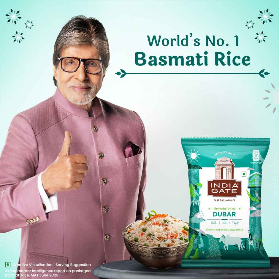 India Gate Flavourful and Fine Dubar Basmati Rice | Long and Slender Grains | Naturally Aged