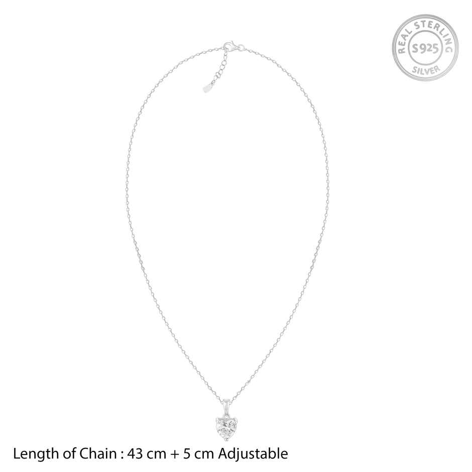 Giva Anushka Sharma Silver Solitaire Heart Pendant With Link Chain