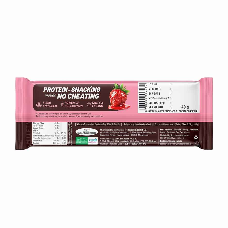 RiteBite Max Protein Strawberry Truffle 10g Protein Millet Wafer Bar