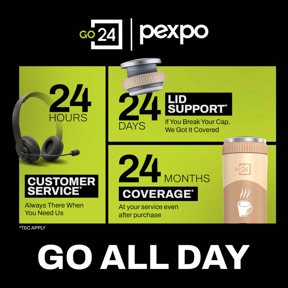 Go24 | Pexpo Vacuum Insulated UV Bottle, Stainless Steel Hot & Cold Flask | Brown