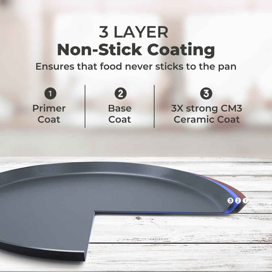 Tower Cerasure Non-Stick Tawa | 30 cm | Gas & Induction Compatible