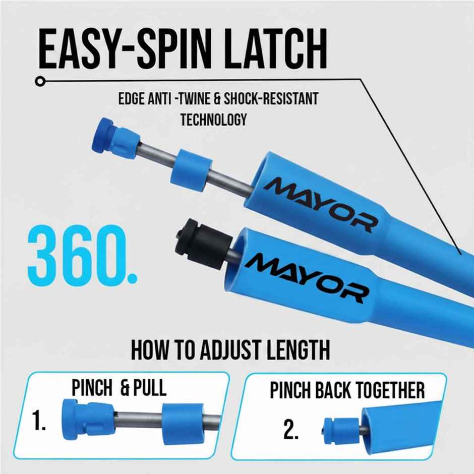 Mayor Premium Adjustable Skipping Rope Tangle Free | Freestyle Skipping Rope | Blue & Grey