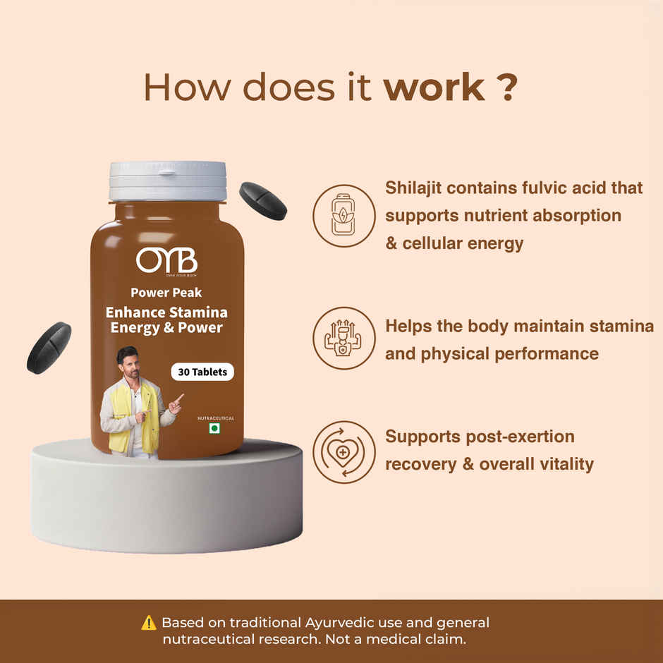 OYB Shilajit Stamina & Vitality Booster | 30 Tablets | OYB Power Peak