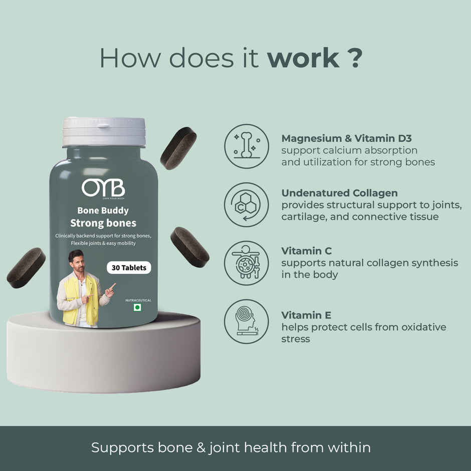 OYB Bone & Joint Support for Strong Bones, Flexible Joints & Easy Mobility | 30 Tablets