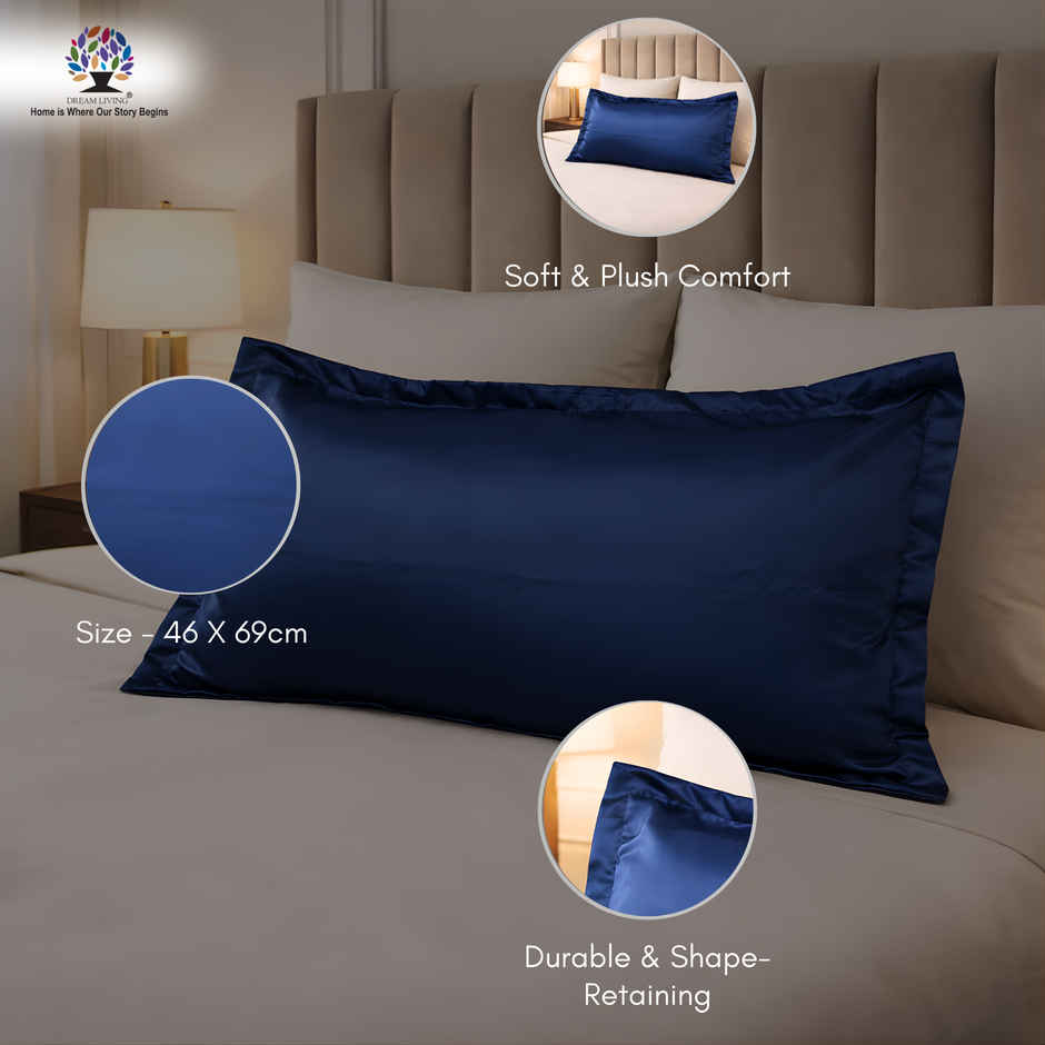 Dream Living Satin Pillow Cover Set | Navy - 46 x 69 cm