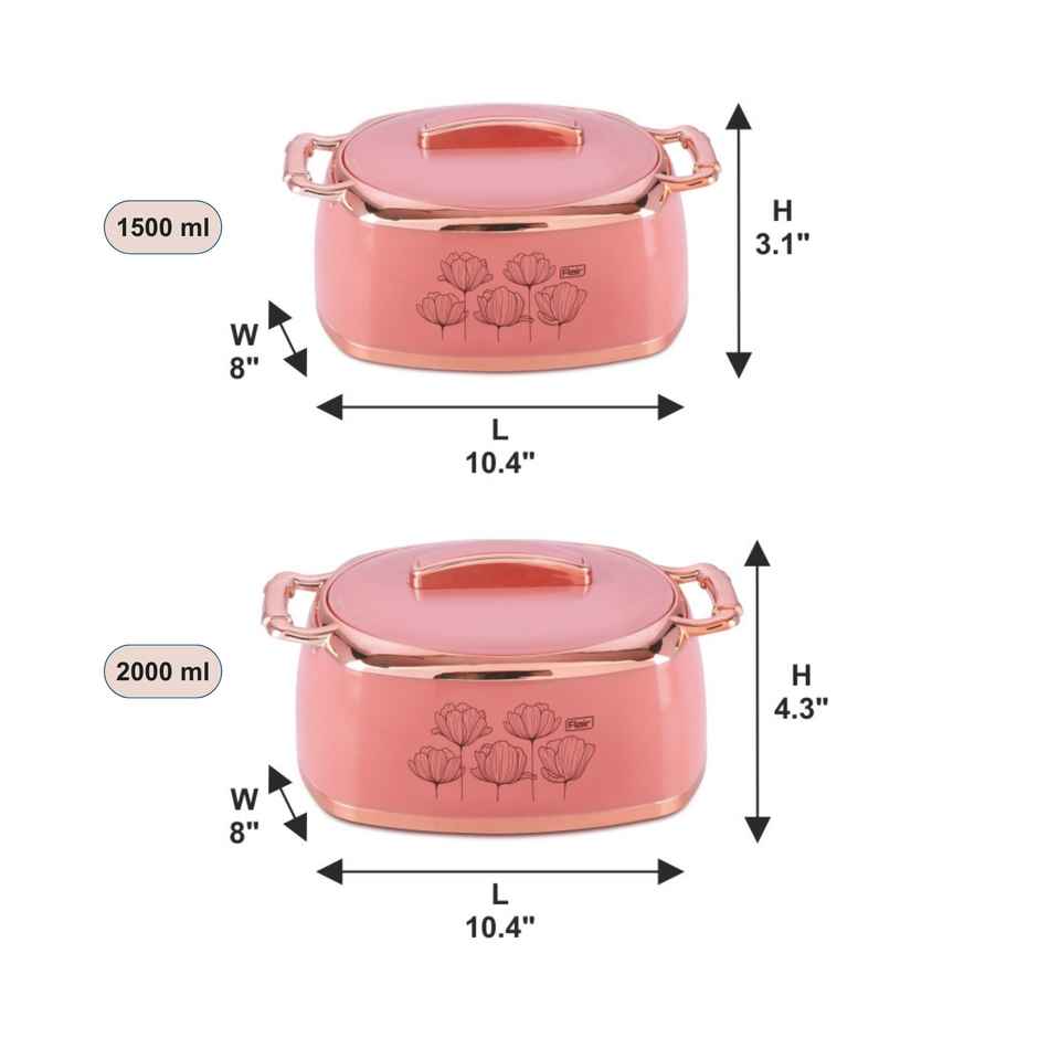 Flair Celebration Insulated Inner Steel Casserole | Pink - 1.5l & 2L