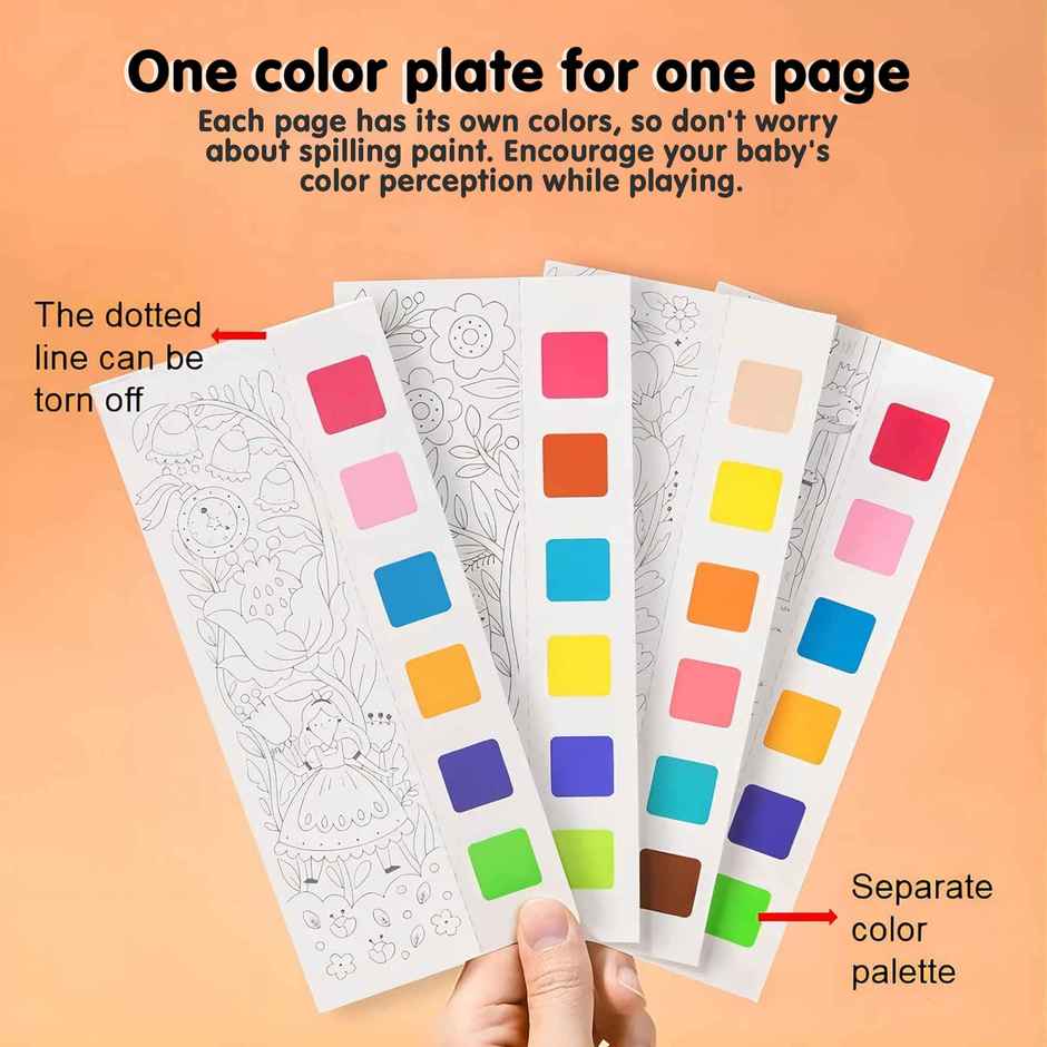 Kidology Pocket Watercolor Painting Book With  Bookmarks Sheets & 1 Brush Early Education