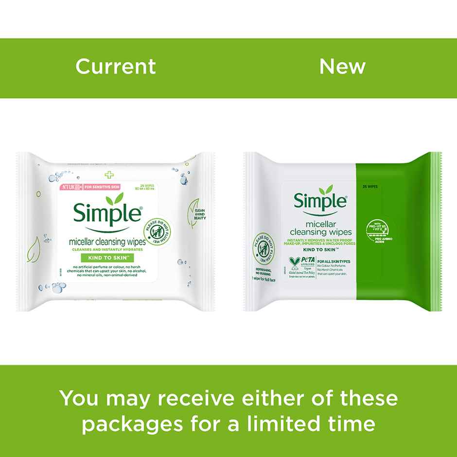 Simple Kind To Skin Micellar Cleansing Wipes 25 Wipes
