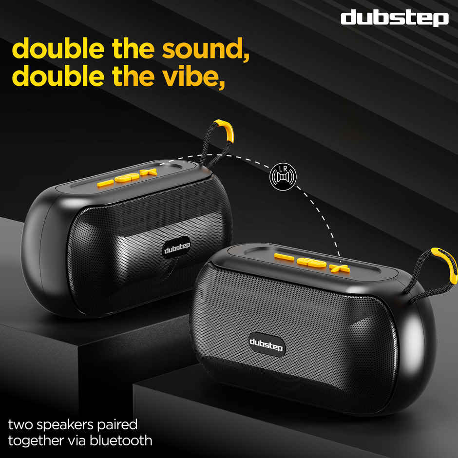 Dubstep Pop 1400 With 14W Output, 16 Hrs Playtime, TWS Pairing Wireless Bluetooth Speaker Black