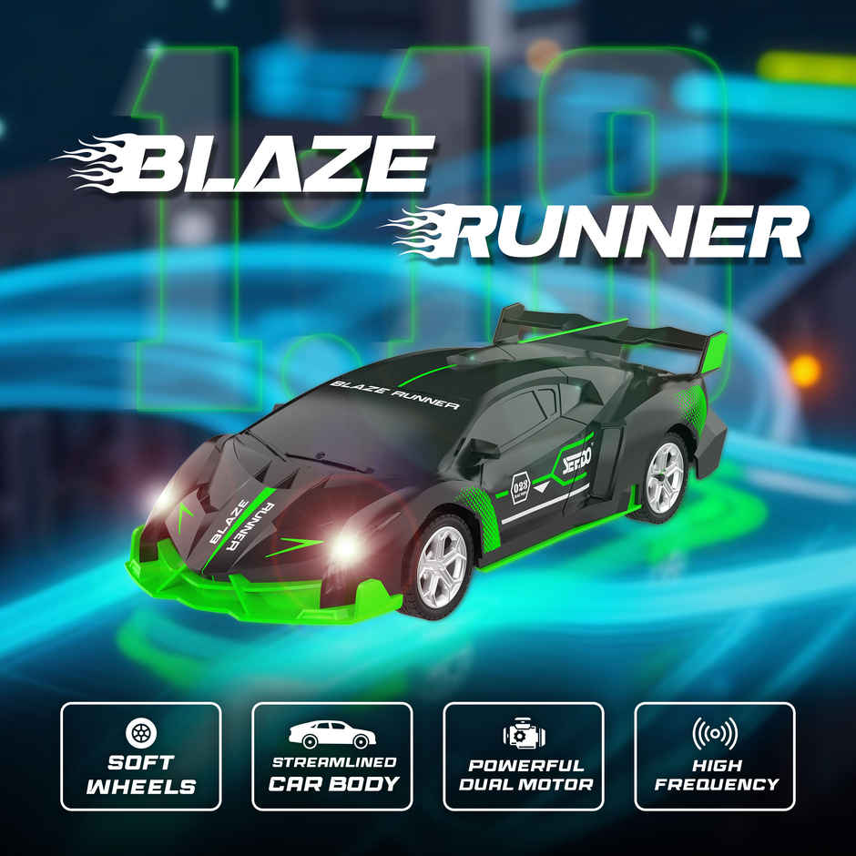 SEEDO Fast Remote Control Car 1:18, 27 MHz,Type-C Rechargeable, Fast Speed Blaze Runner Car | Green