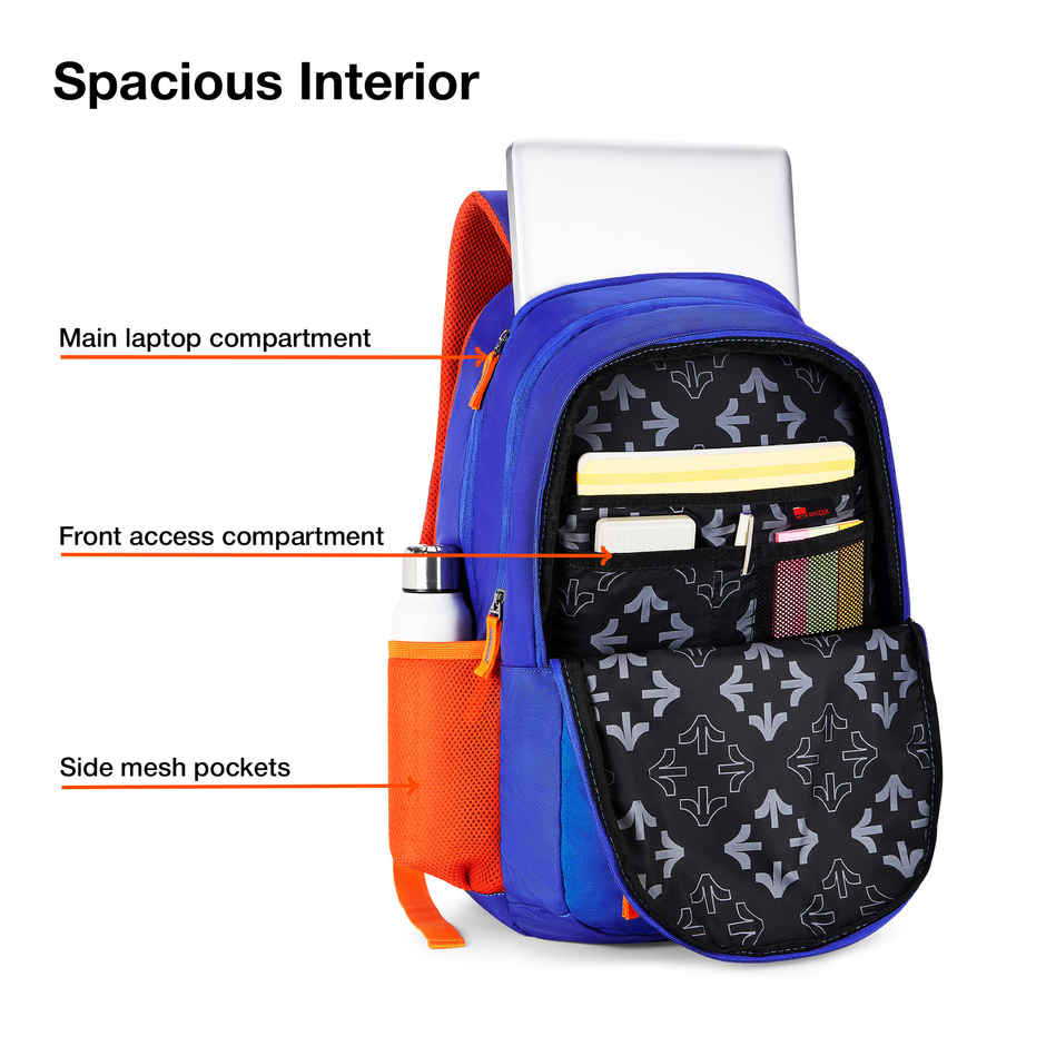 Nasher Miles Cricket Fever Backpack- Unisex-3 Compartment College Bag- Blue- 45L