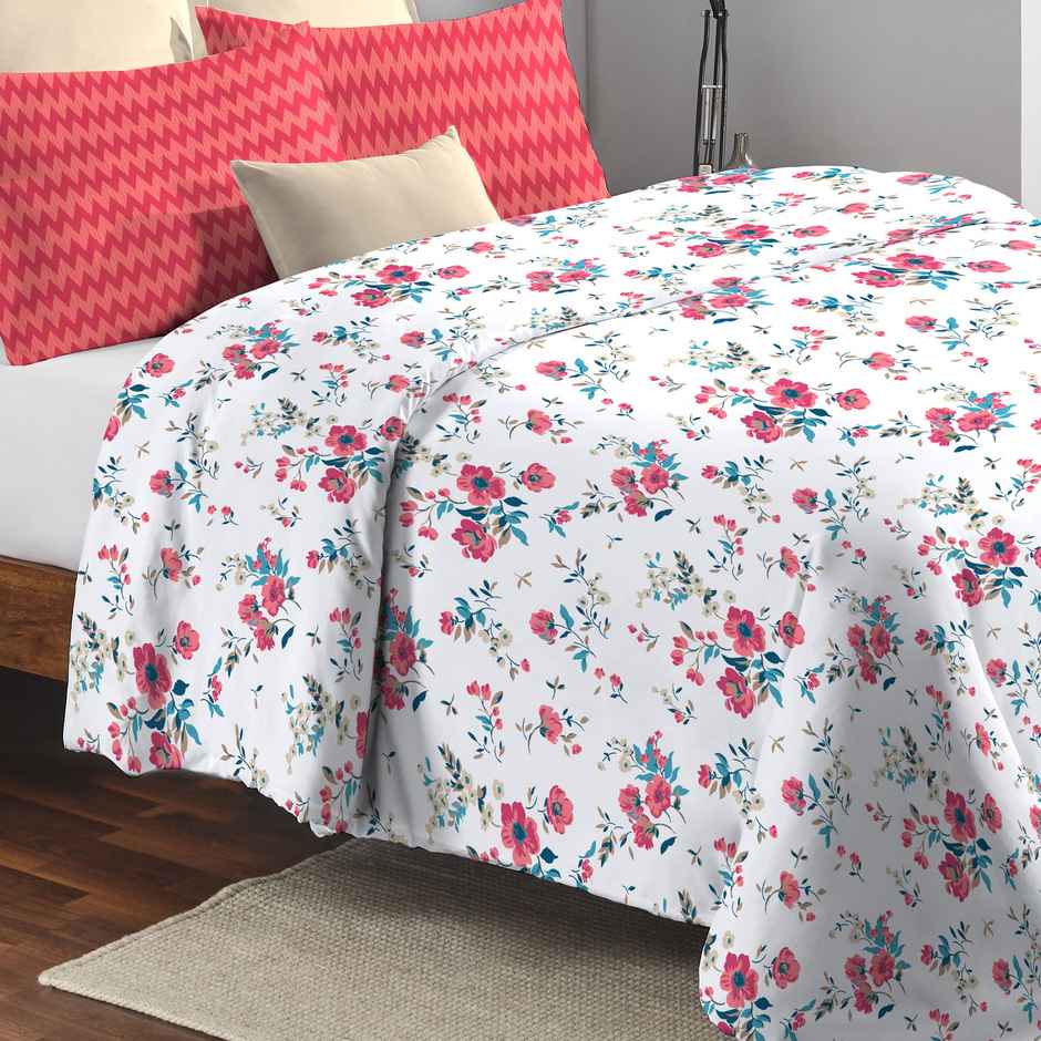 Mytrident Cotton AC Comforter | Printed Reversible Double Bed Comforter - Sunset Magenta