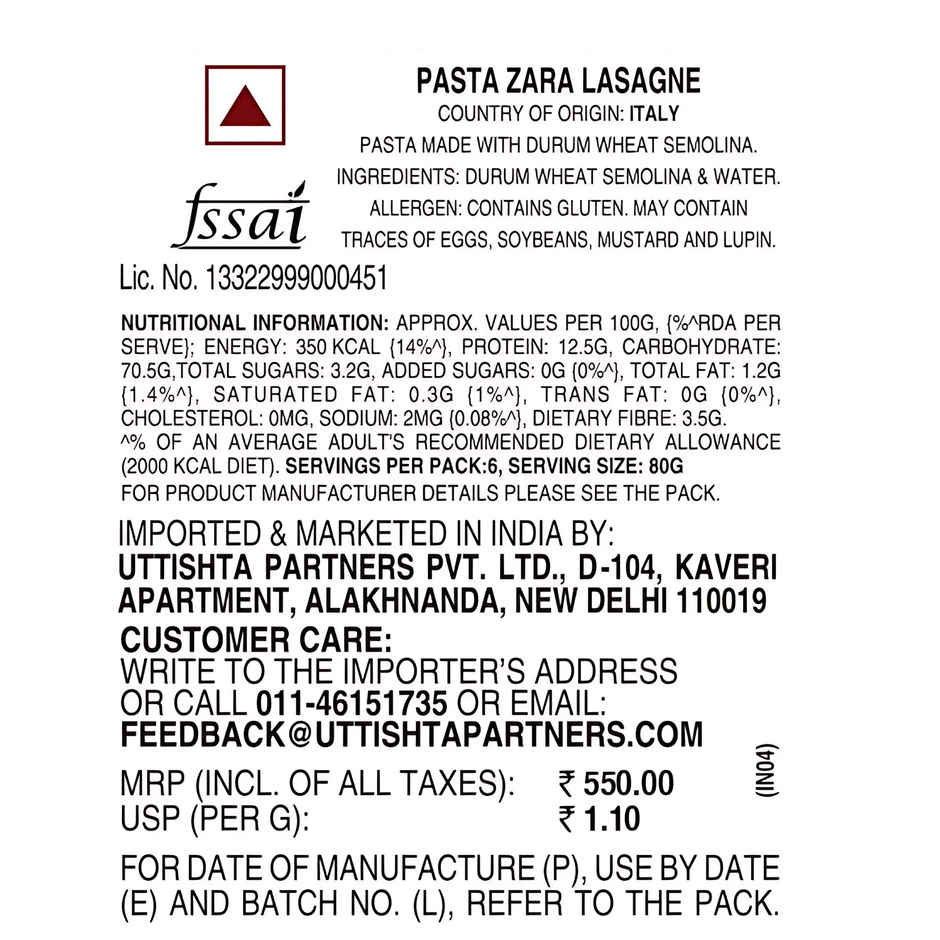 Pasta Zara Lasagne Pasta