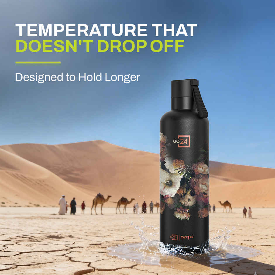 Pexpo 24 Hrs Hot & Cold Isi Certified Oslo With Printed Design Vacuum Insulated Bottle 750 ml Flask