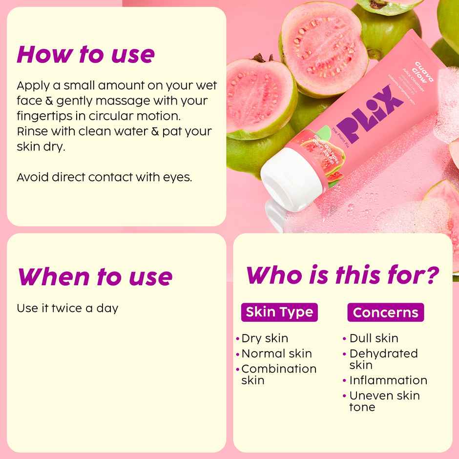 Plix The Plant Fix Guava Glow Juicy Cleanser For Skin Brightening With Vitamin C Combo