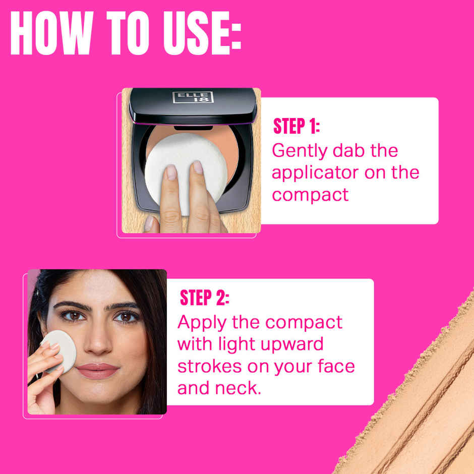 Elle 18 Lasting Glow Compact | 9 Hrs Oil-Free | Vitamin E and C | Matte Finish - Marble