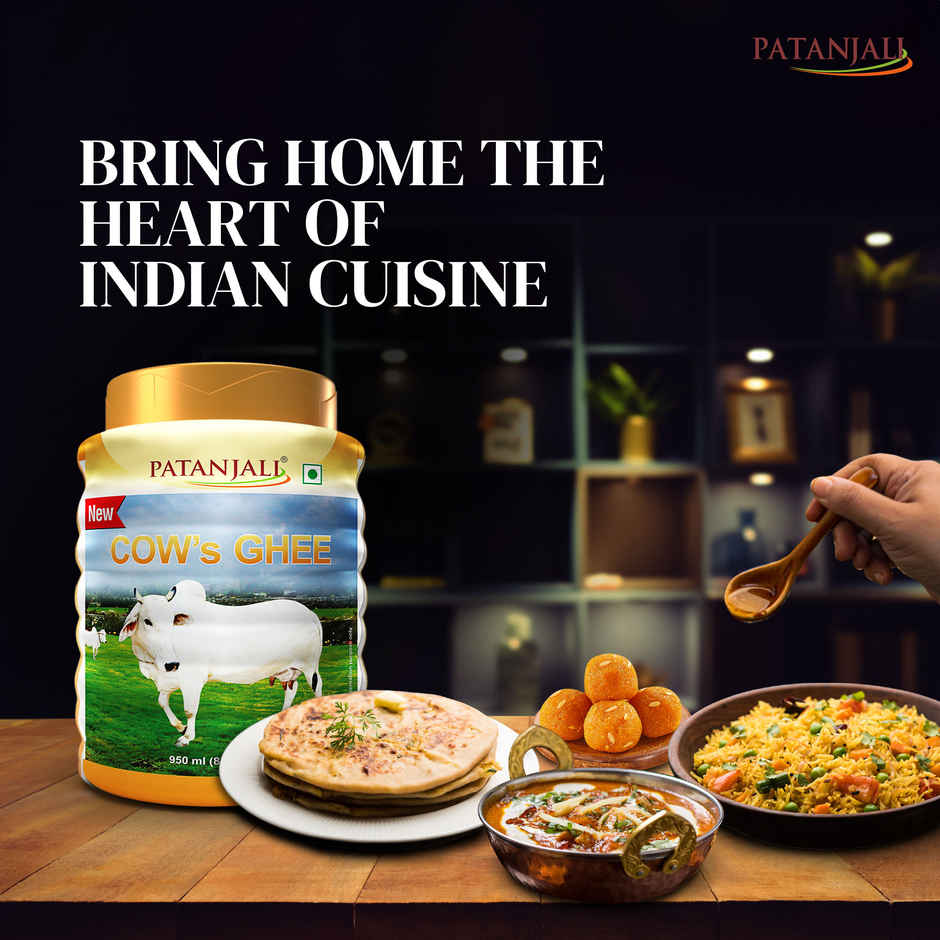Patanjali Pure Cow Ghee PET Jar - Danedaar, Rich Aroma, Cow Ghee