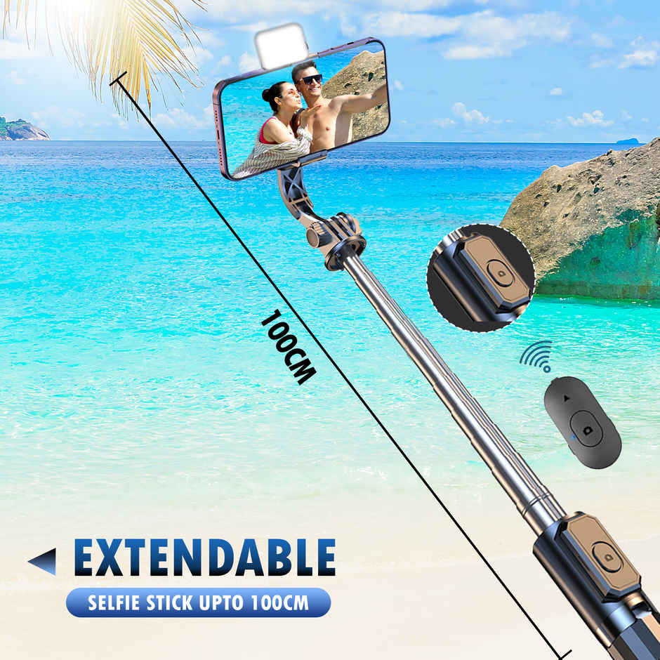 Kratos K14 Selfie Stick Tripod with LED Light 3 in 1 for Makeup Selfie Photo Shoot | 100 cm
