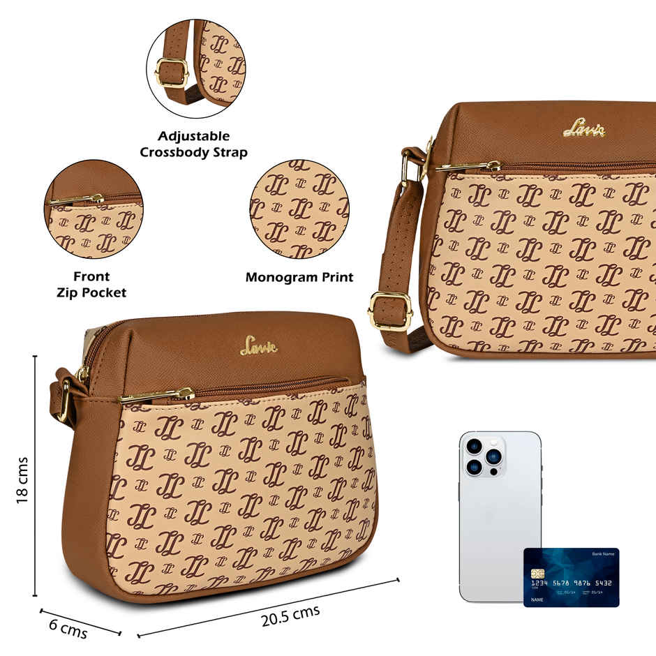 Lavie Women's Mono Ll Farah Crossbody Sling Bag | Ladies Purse Handbag | Taupe