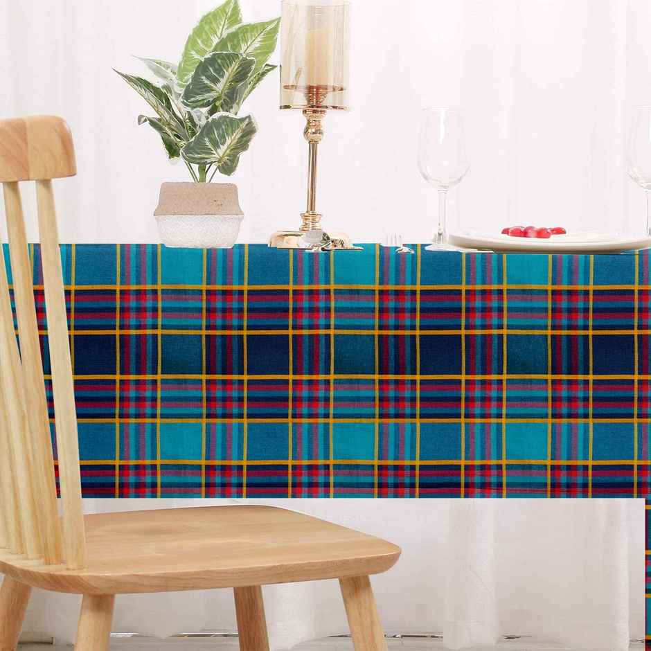 Lushomes Table Cloth - Green Checks | Cotton | Square | 60 x 60 inch | 5 x 5 ft
