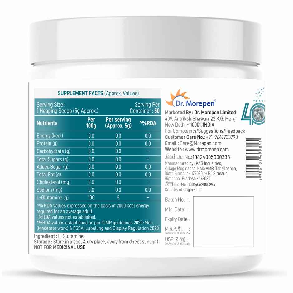 Dr. Morepen L-Glutamine for Post Workout Recovery