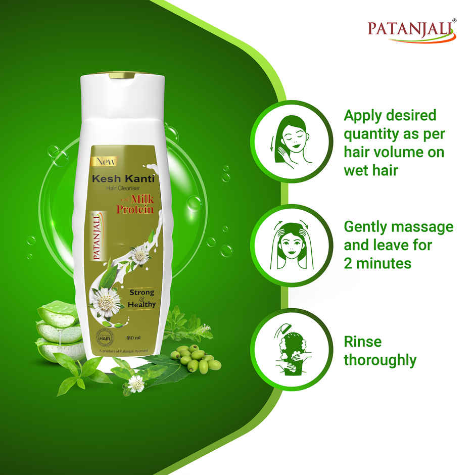 Patanjali Kesh Kanti Milk Protein Hair Cleanser Shampoo Scalp Cleansers for Strong Hair