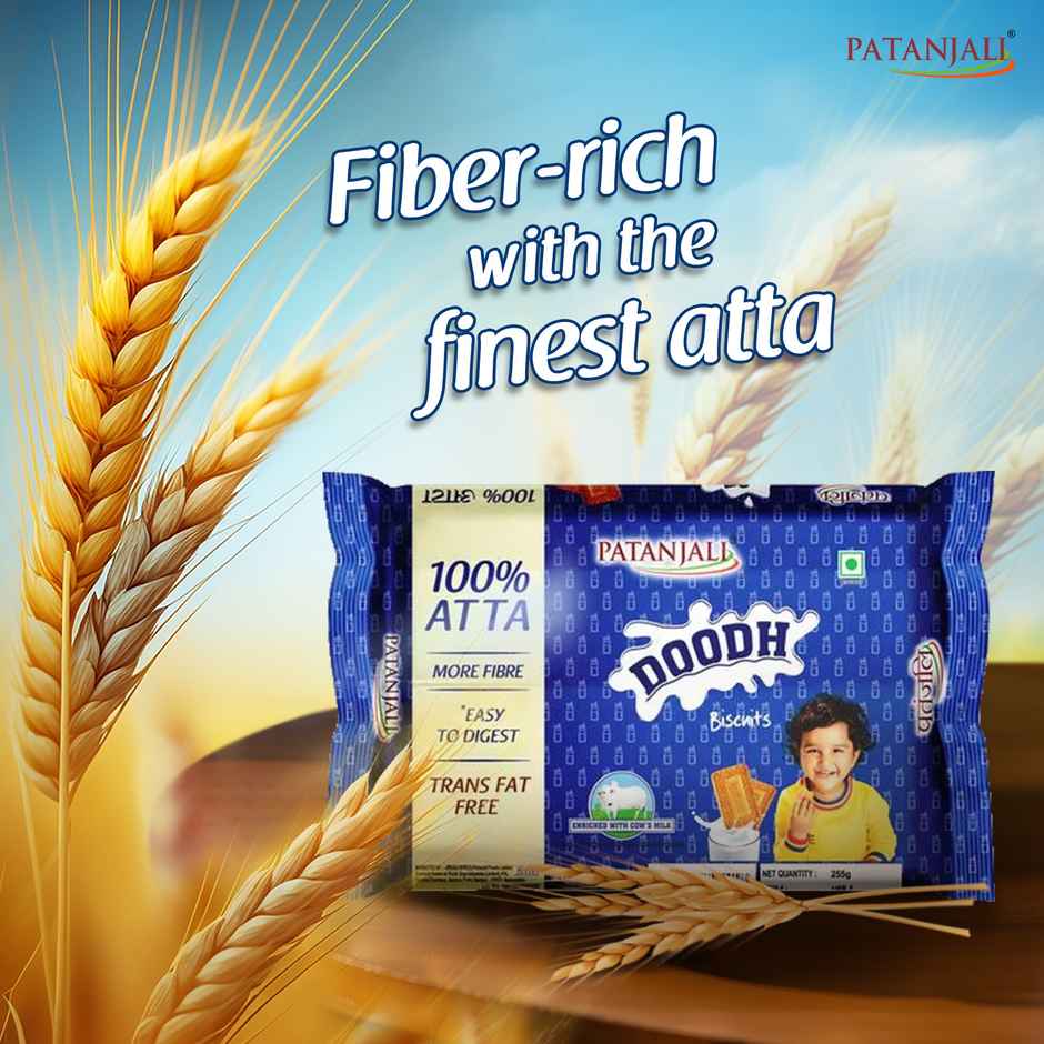 Patanjali Doodh Biscuits, Whole Wheat Milk Cookie With Fiber Healthy & Nutritious Biscuits