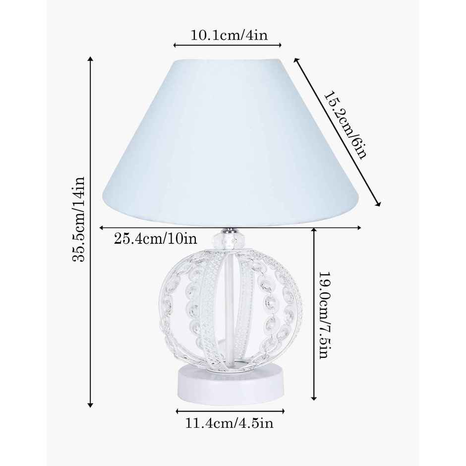 Homesake Crystal Sphere Table Lamp | White Pleated Shade | Small Round | Bedside & Living Room