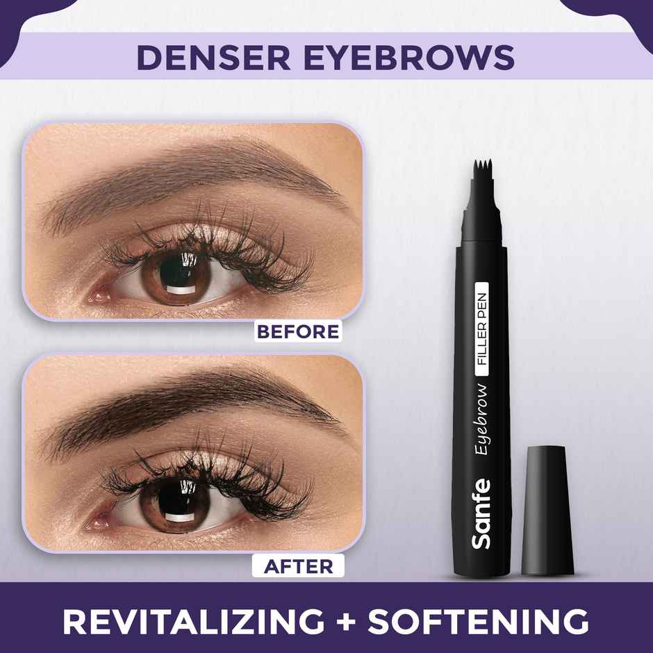 Sanfe Eyebrow Filler Pen Enhancer | Waterproof | Long | Lasting Finish For Denser Eyebrows | Black